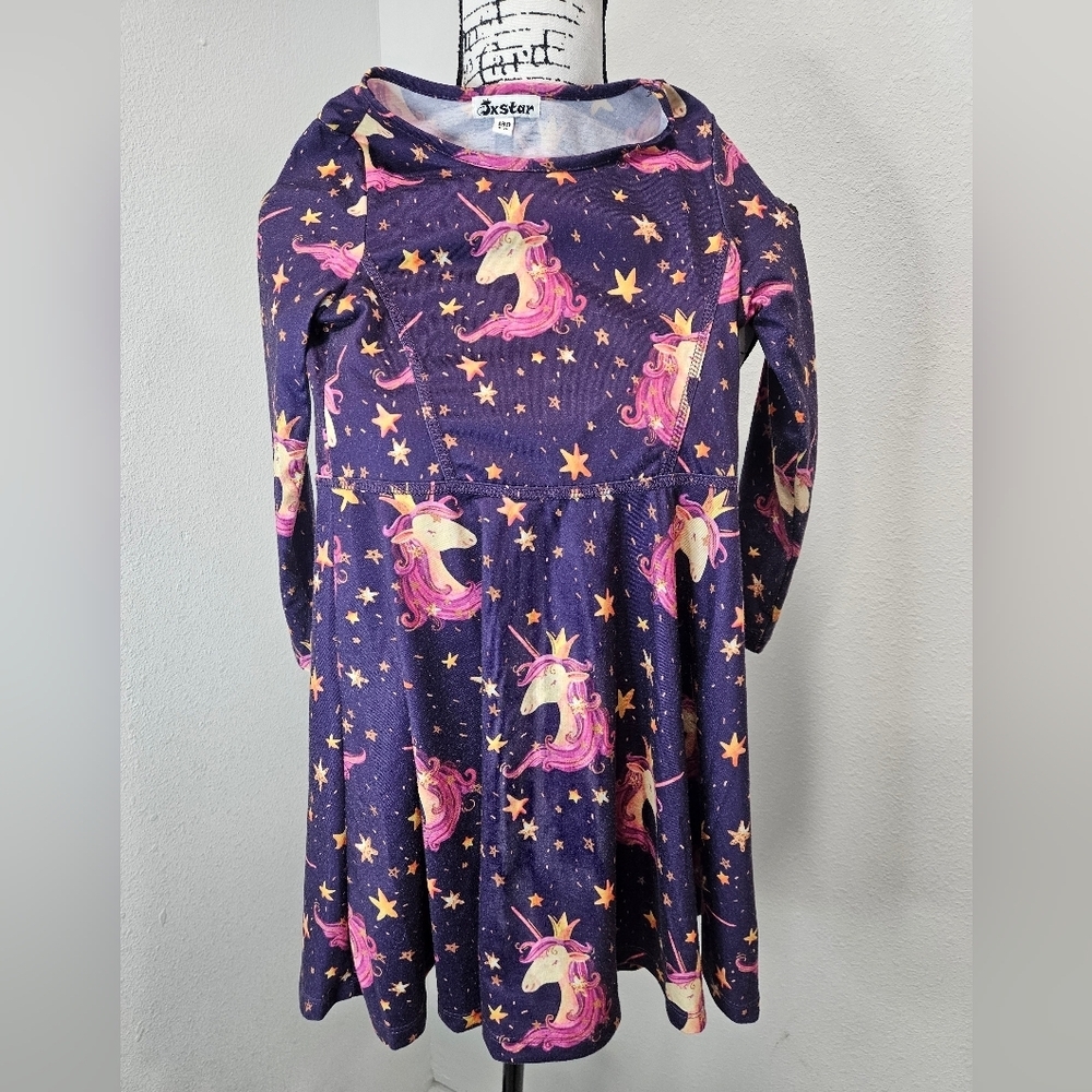 Unicorn Print Long Sleeve Dress